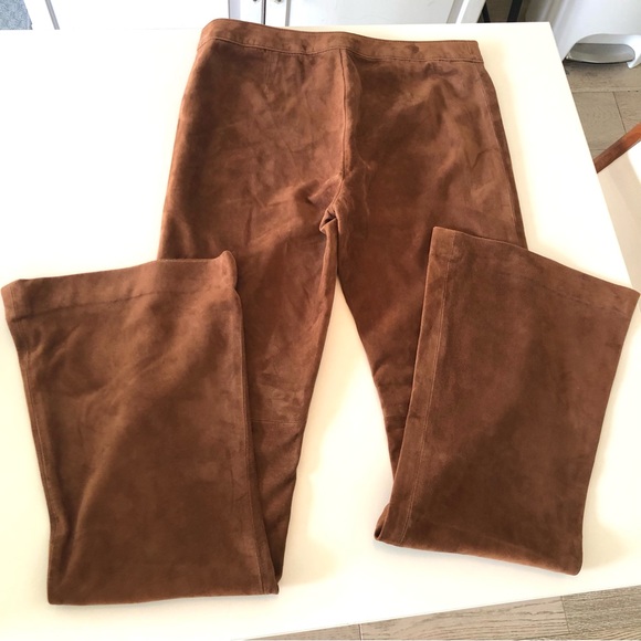 Ralph Lauren Blue Label, Cognac Brown, Suede Leather, Flare Leg Pants, Women’s 6 - Picture 17 of 17